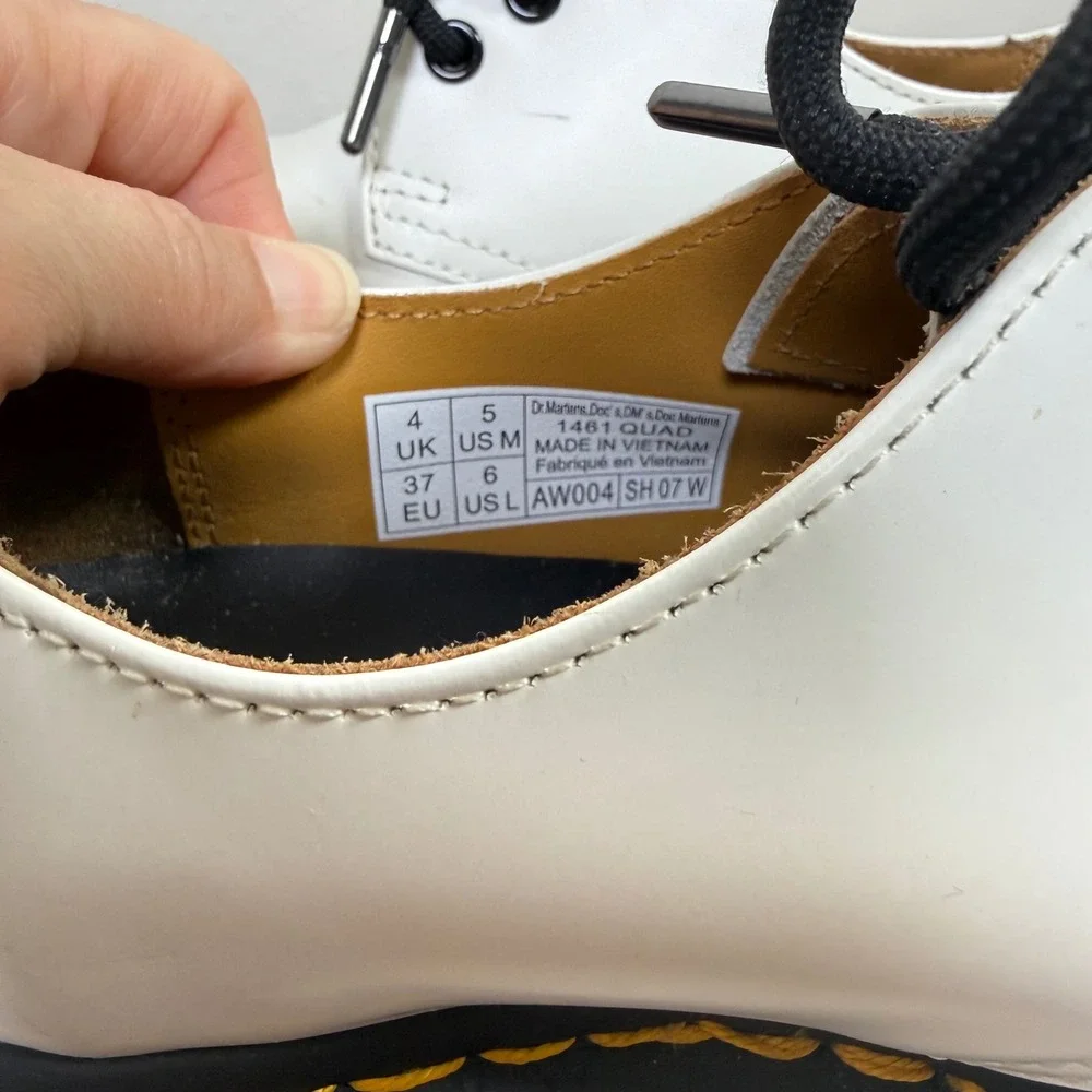 Dr. Martens 1461 Quad Platform Derby White Leather US Women's Size 6